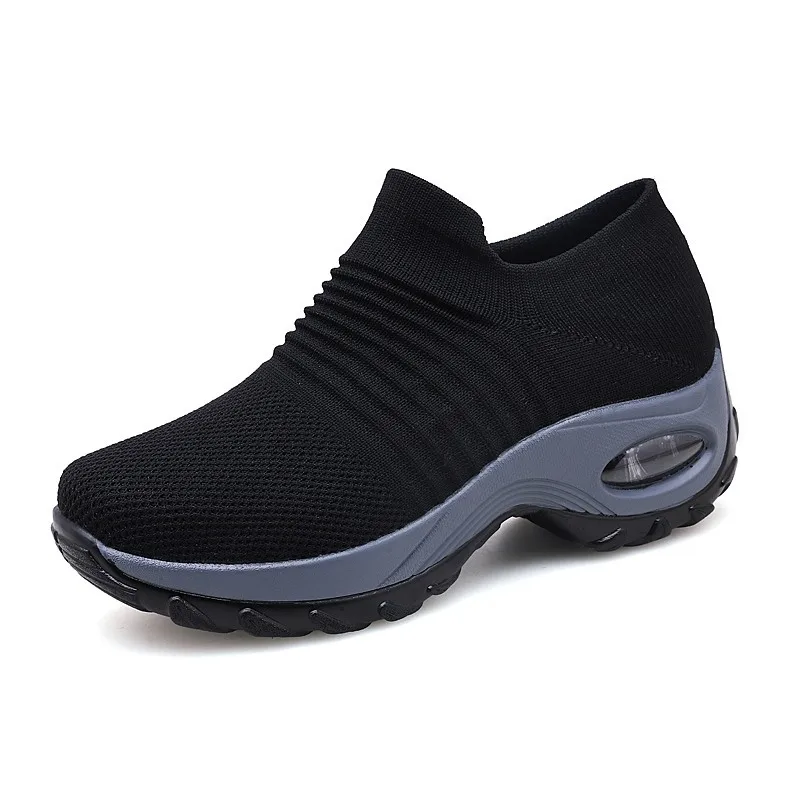 Ladies Sneakers Casual Shoes Mesh Round Shap Air Cushion Color Matching Breathable Non Slip Women Flat Large Size 44