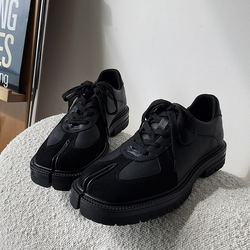 New Fashion Men Loafers British Style Street Split Toe Trendy Genuine Leather Women's Party Walking Shoes