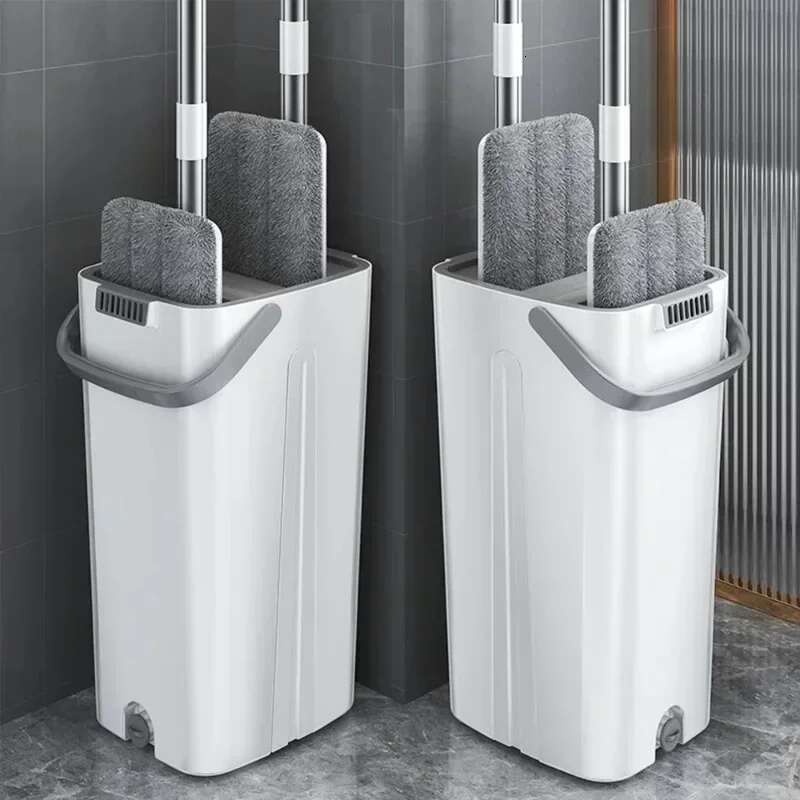 or Magic Flat Squeeze with Bucket Hand Free Lazy Microfiber 360 Rotating Self-Wringing Mop House Cleaning