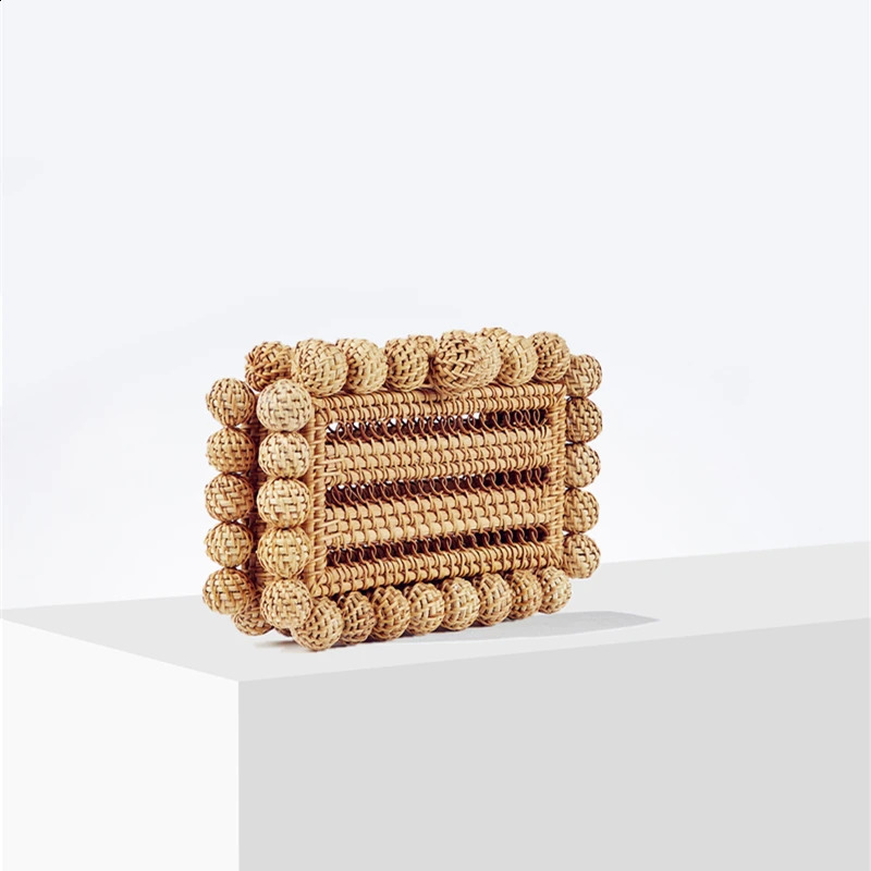 3 Women natural cane bag Rattan clutch Bag For Wedding Party Purse summer beach Wicker Handbag er 240903 4