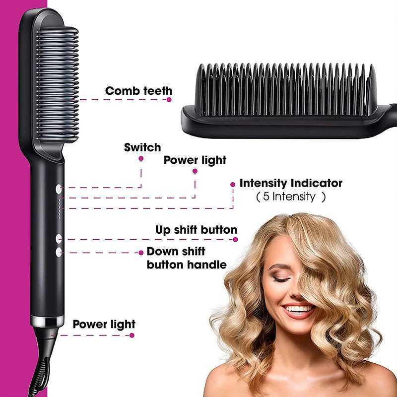 High Quality Electric Straightening Hair Brush Professional Curler Straightener Comb Fashion Fast Heating Ceramic Hair Straightener W250610