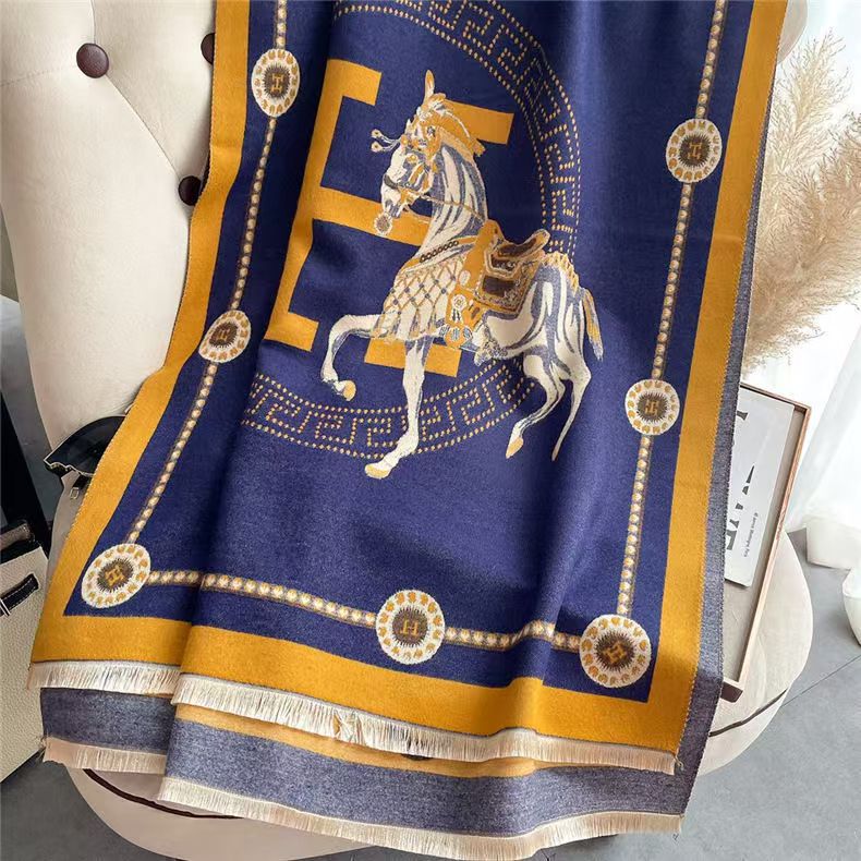 Top Scarves Winter Cashmere Scarf Women Designer Warm Pashmina Blanket Horse Female Shawl Wraps 10A SIZE180x65