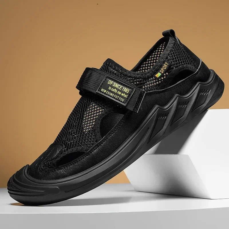Mesh Shoes for Men's New Summer New Breathable Outdoor Sports and Leisure Soft Sole Anti Slip Baotou Sandals Shoes