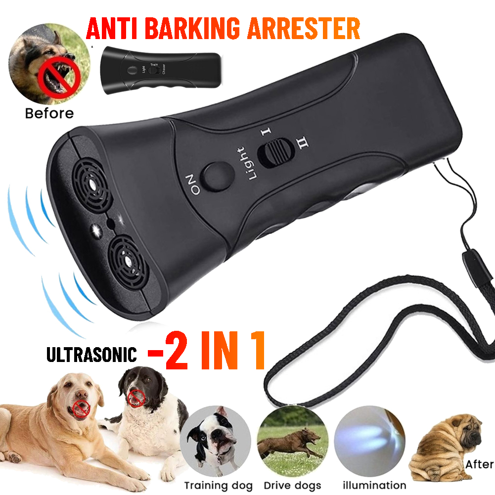 Ultrasonic Bark Arrester Lightweight with LED Flashlight Dog Repeller Portable Dog Anti Barking Device for Pet Training Supplies