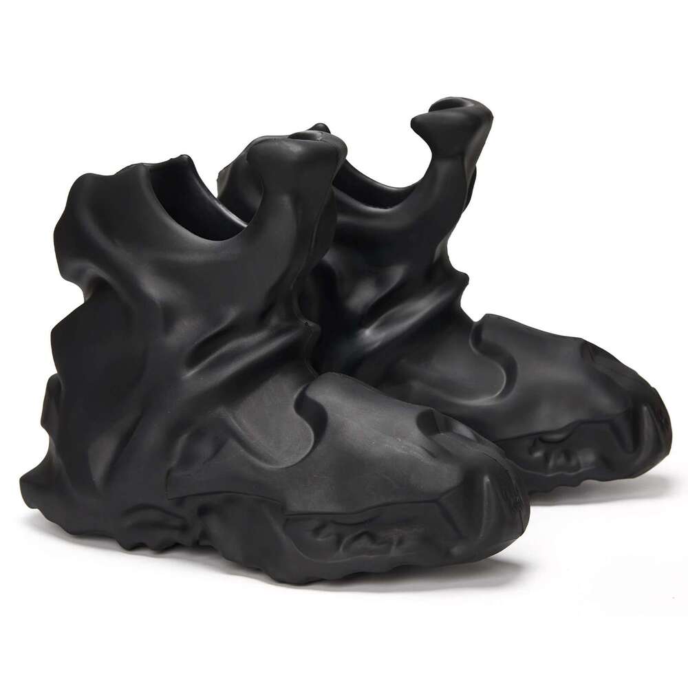 Mens New Autumn Winter Boots Thick Fashionable Oversized Street Rubber Mid Ankle White Male Shoes Motocycle Outdoor Waterproof