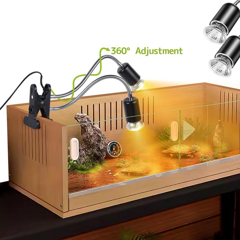 Reptile Light Habitat Basking Heat Lamp With 360 Rotatable Clip Cycle Timer Dimmable Switch Full Spectrum Sun Lamp For Turtle