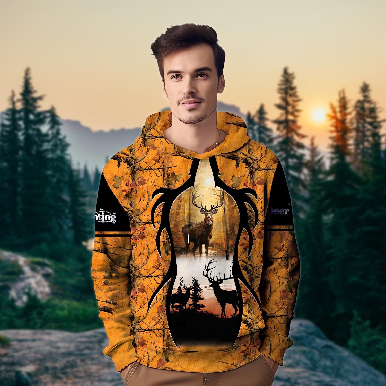 Hoodie for Mens Womens Unisex Hoodie 3D Graphic Deer Hunting Wild Deer Pullover Hooded Sweatshirt Hoodies With Pocket Series 60 Graphic