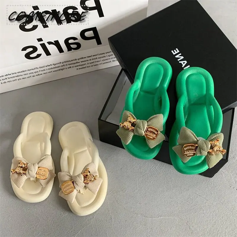 Women's Summer Flip-flops Comfortable Casual Beach Shoes Home Non-slip EVA Slippers Ladies Fashion Bowknot Sandals 2024 Outdoor