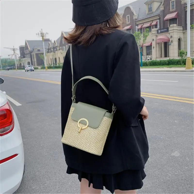 Womens Mini Straw Bag Summer Cross Bag Lattan Bag Beach Womens Travel Bag Handbag Shoulder Bag 240903
