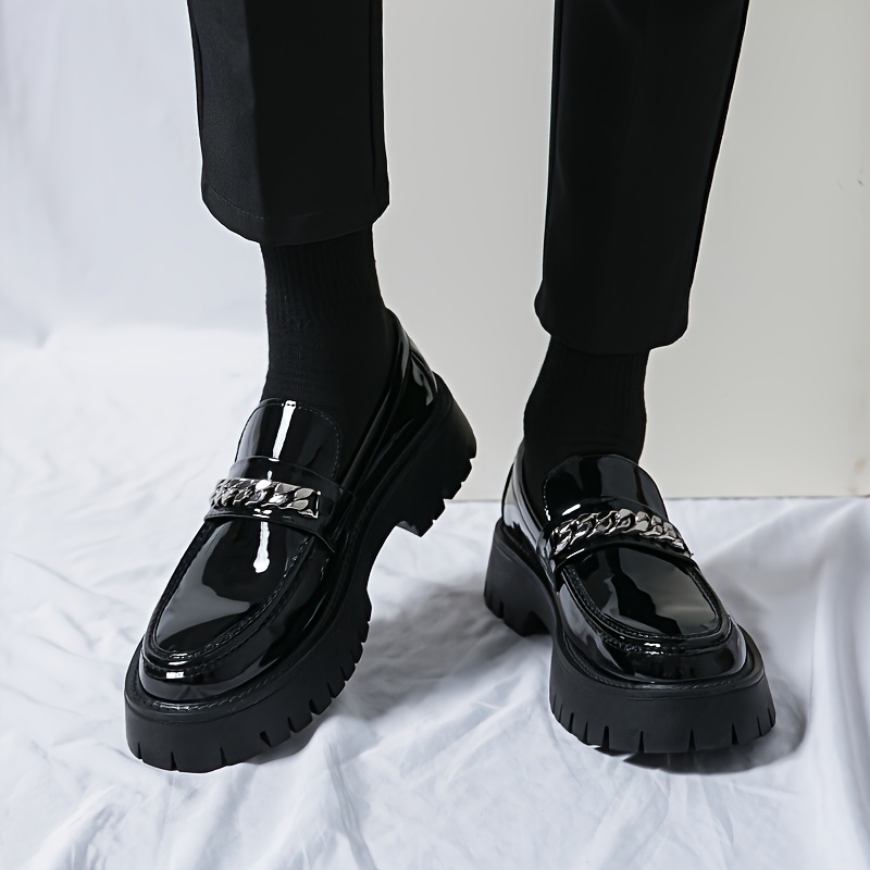 Mens Round Toe PU Leather Slip On Penny Loafers - Wear-Resistant Anti-Skid Rubber Sole, Comfortable PU Insole, Solid Color, Perfect for Business Offic