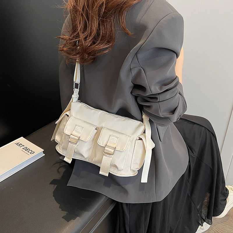 CMM Small Nylon Double Pockets Shoulder Bags for Women 2024 Korean Fashion Handbags and Purses Lady Crossbody Bag