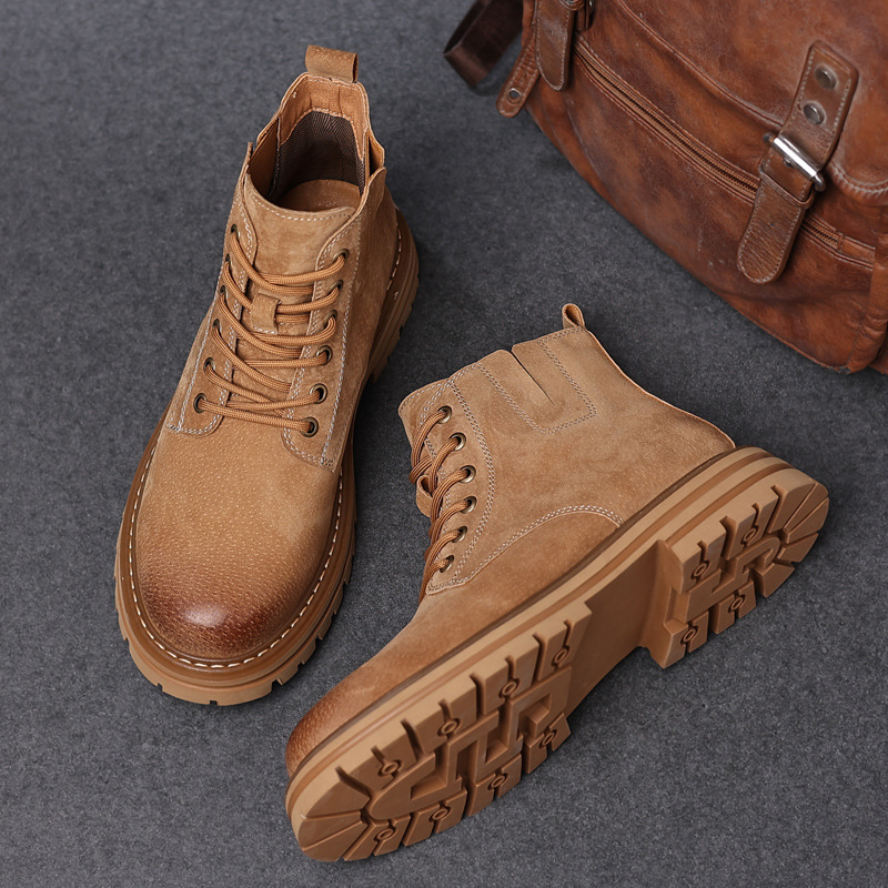 Men's Classic Retro Work Boots Suede Leather Mens British Style Short Ankle Boot Desert Boots Men High-top Casual Shoes
