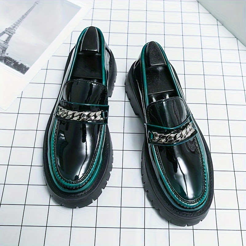 Mens Round Toe PU Leather Slip On Penny Loafers - Wear-Resistant Anti-Skid Rubber Sole, Comfortable PU Insole, Solid Color, Perfect for Business Offic