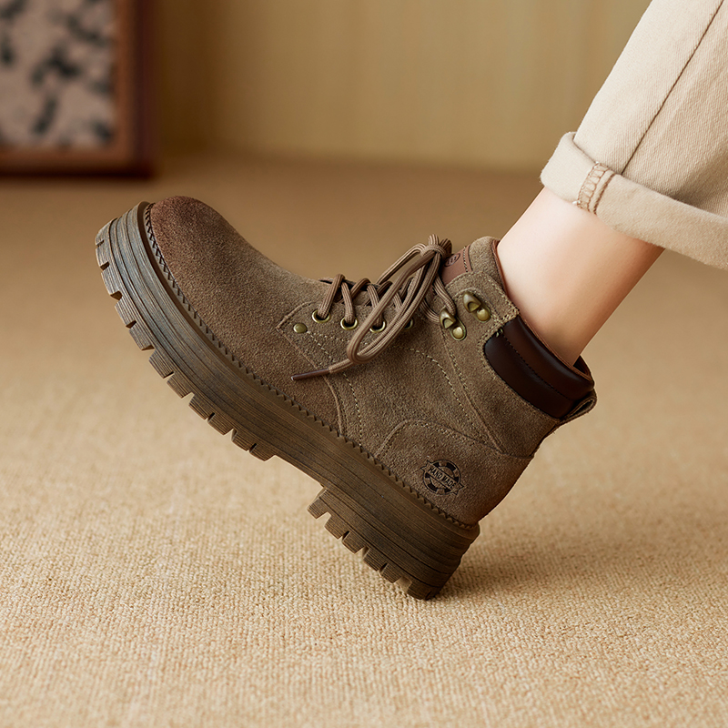 AIYUQI 2024 New Women Ankle Boots Real leather Retro Cargo Boots Women Anti-slip Thick Bottom Fashion Women's Winter Shoes