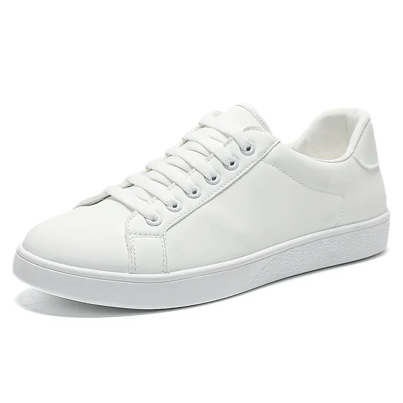 2024 Little White Shoes Solid Color Versatile Trendy Sports and Casual Board Shoes Fashion Solid Color Lace up Men's Shoes