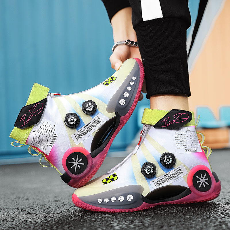New versatile and fashionable sports shoes, luminous version, youthful trend woven combat couple basketball shoes