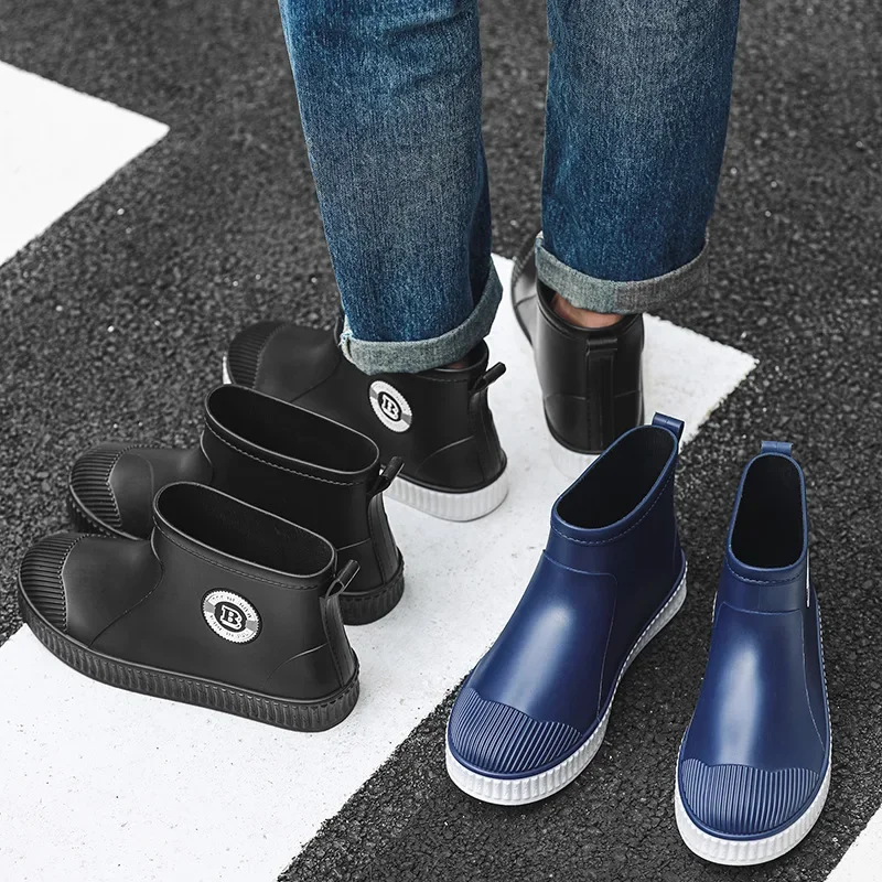 Rain Men Rubber Shoes Waterproof Women Work Booties Winter Plus Cotton Slip on Unisex Ankle Boots Bottes De Pluie 2024 7966