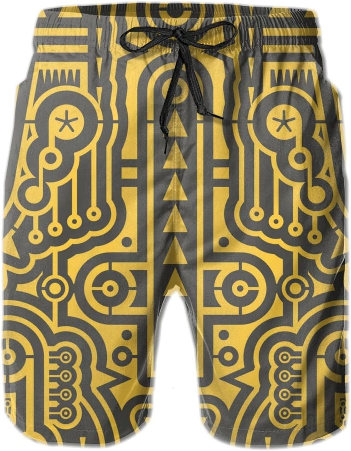 Mens Shorts 3D Printed Pattern Mysterious Lines Swim Trunks Quick Dry Fashion Beach Board Swimwear