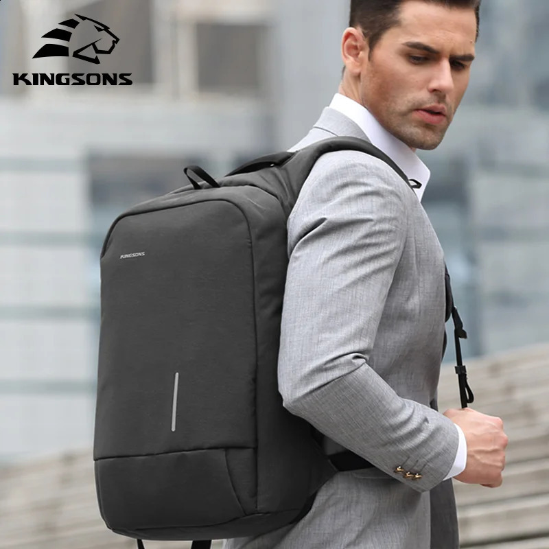 Kingsons 15 17 inch Laptop Backpack Mens Fashion Multi functional USB Charging Bag Anti theft and Waterproof 240903