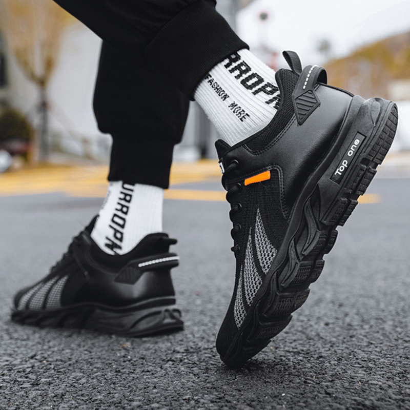 Sneakers: Men's Mesh Breathable Casual Lace-Up Vulcanized Walking Shoes 4