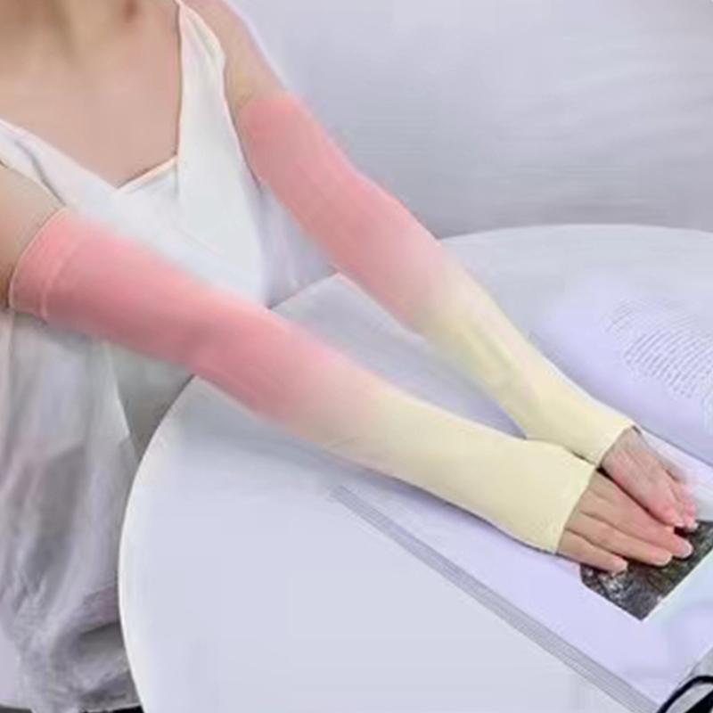 Gradient sunscreen dazzle color ice sleeve women summer ice silk sleeve set two-color UV protection