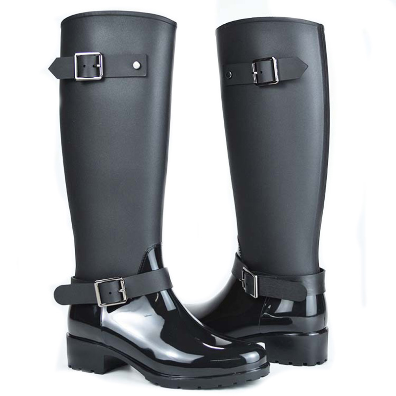 winter Spring brand design mid-calf student zip rain boots preppy shoes woman buckle rubber rainboots 786 4156