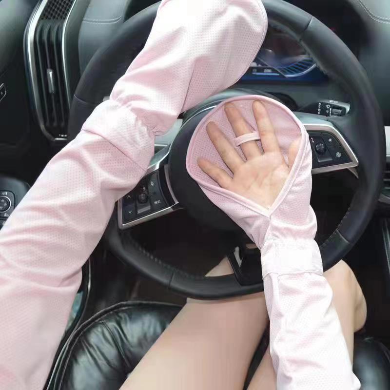 Summer Sunscreen Sleeves UV Wrap Finger Sleeves Ice Silk Sunscreen Riding Driving Loose Horseshoe Sleeves