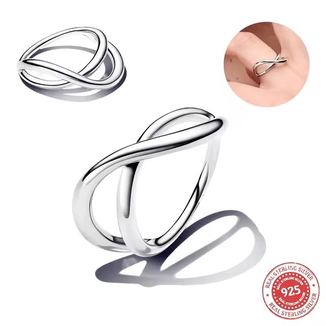 2024 Treated Freshwater Cultured Pearl Organically Shaped Double Band Entwined Ring For Women Charms 925