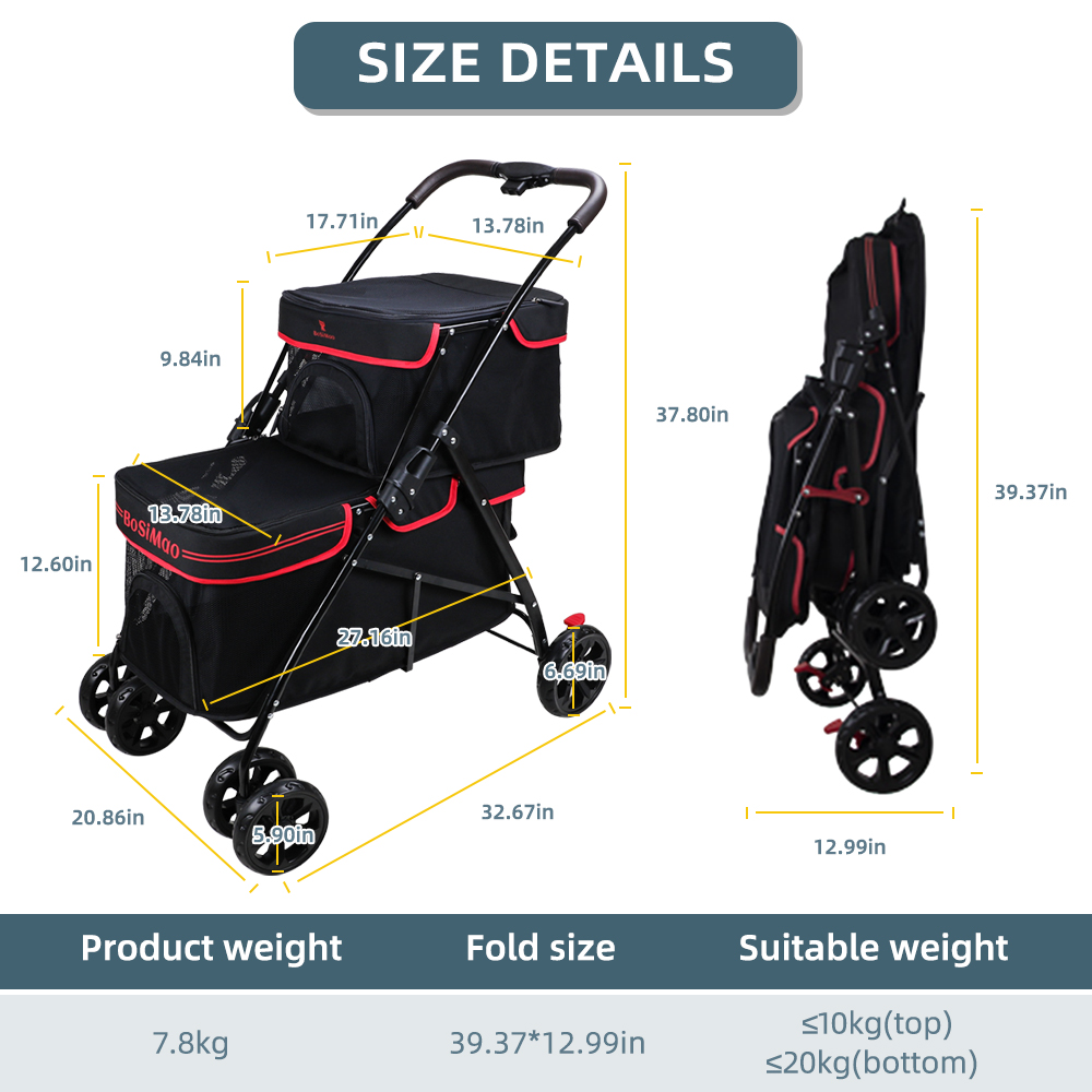 Wholesale Best Price luxury Pet Foldable Pet Travel Stroller for dog and cat