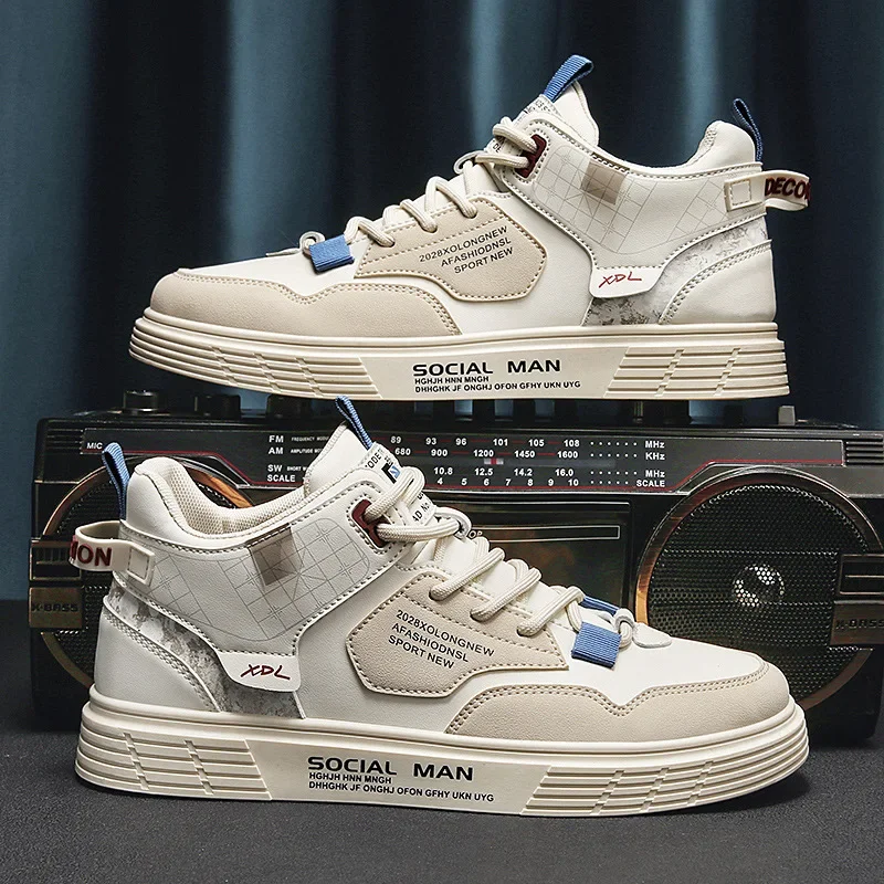 Student Men Cricket Youth New Fashion Versatile High Top Flat Outdoor Travel Basketball New Sports Casual Shoes Vacation 97f7