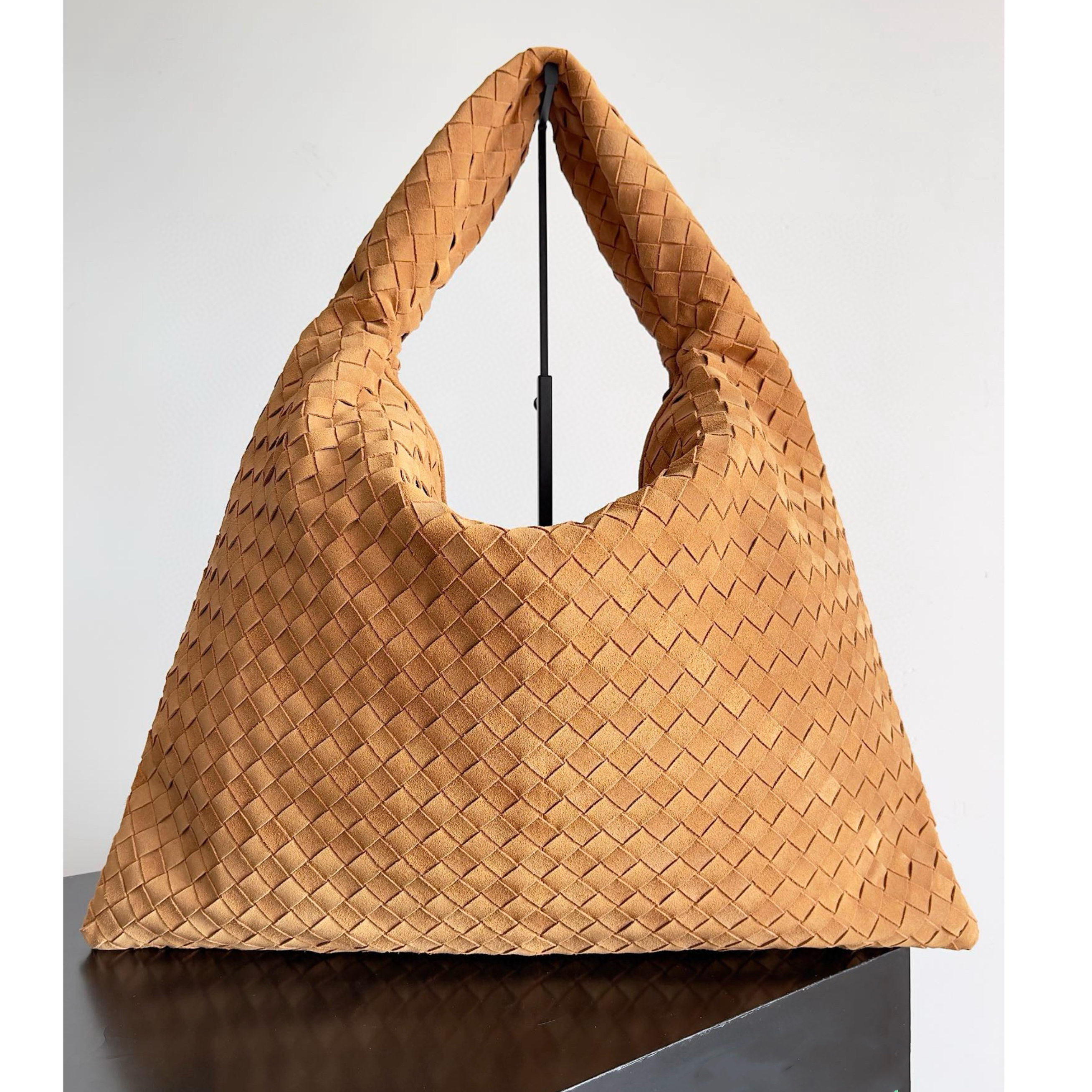 Hop Croissant Handwoven Tote: Spacious, Chic Shopping & Commuting - Fashionable Single Shoulder, Bag Genuine Leather Underarm Hobo Travel GREEN
