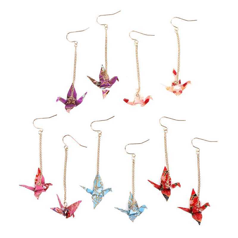 1 pair of origami womens pendant earrings ethnic crane pendant romantic party accessory charming gift W240904