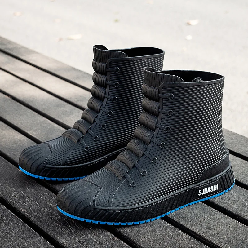 Waterproof Rain for Men Rubber Fishing Husband Galoshes PVC Ankle Water Boots Man Work Safety Shoes Botas De Lluvia e834