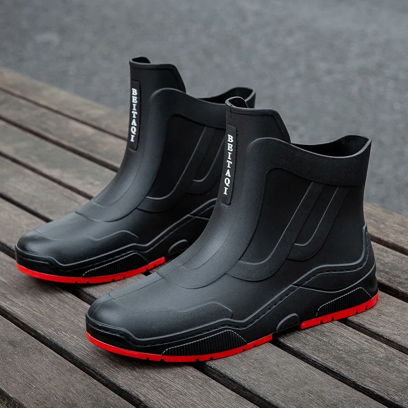 Work Boots For Men And Women Casual Short Tube Waterproof Shoes Fleece Warm Non-slip Wear-resistant Rain Shoes 2024