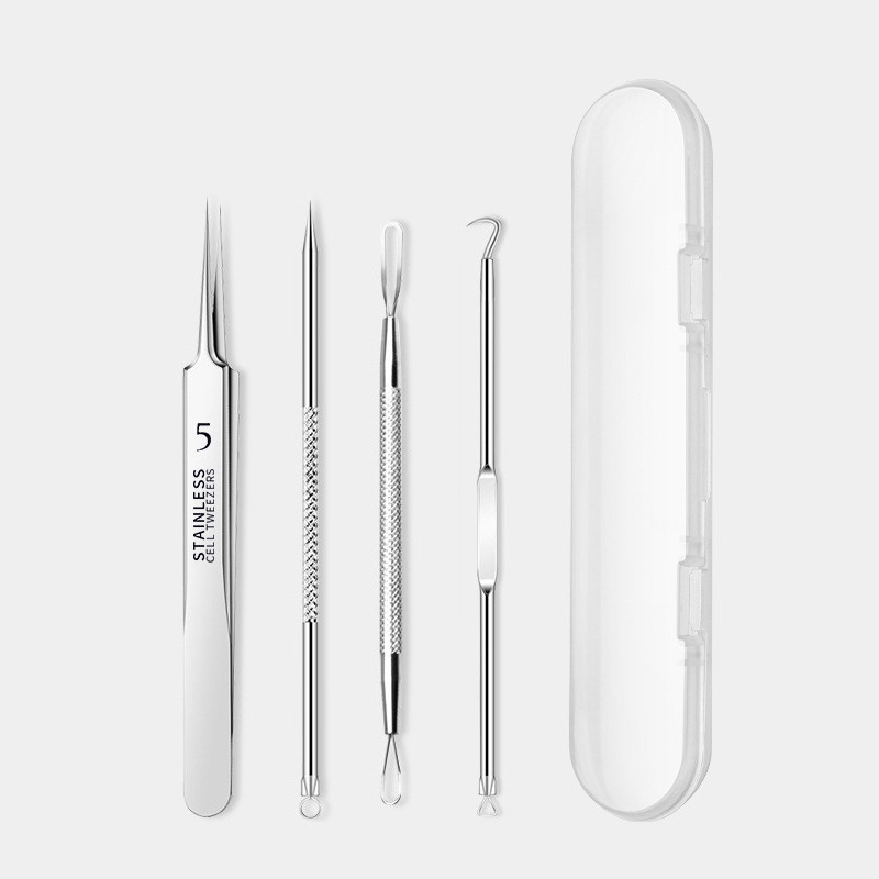 4 Styles Stainless Steel Pimple Popping Tool 50PCS Blackhead Remover Kit Precision Extractor Tweezers For Face Nose Skin Care Herramienta Para Reventa