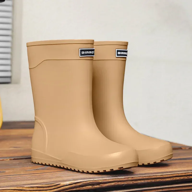 Men's Fashion Rain Rubber Gumboots Slip on Mid-calf Waterproof Working Boots Comfort Non-slip Fishing Shoes for Men 2024 2e18 N-slip