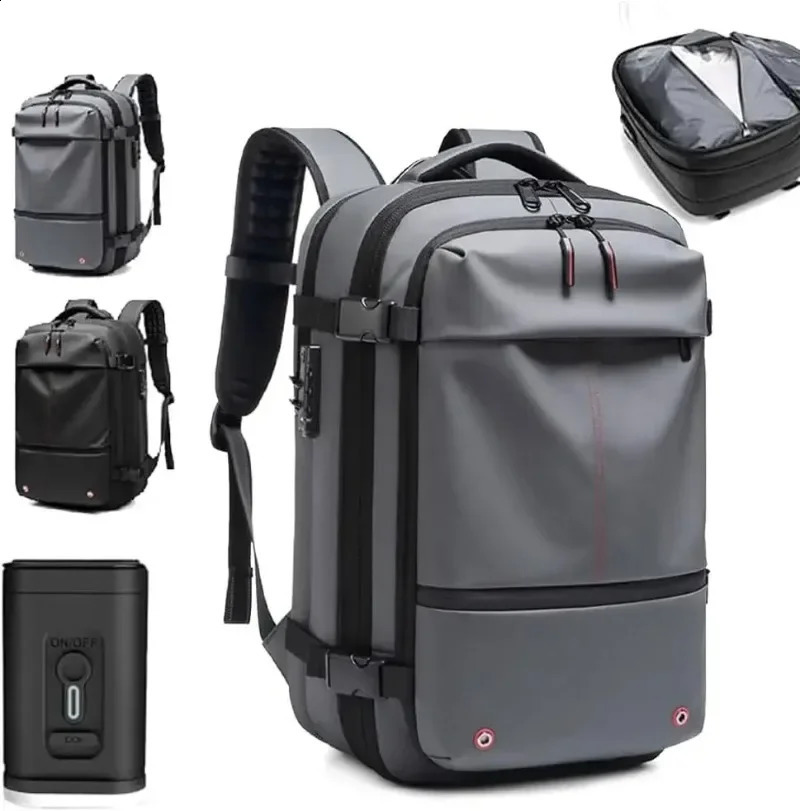 2025 NEWS Vacuum compression mens travel backpack with air pump waterproof laptop bag highquality Oxford 17 inch