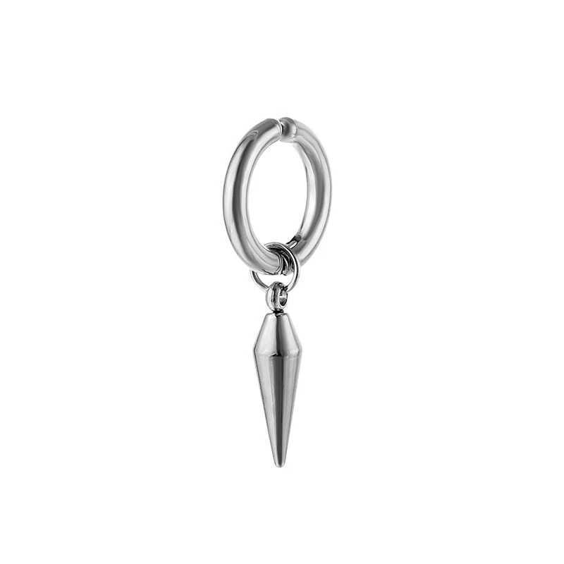1 piece of stainless steel unpainted earring clip with fake earrings suitable for men/women punk black non perforated cone-shaped drop nail hugging ri