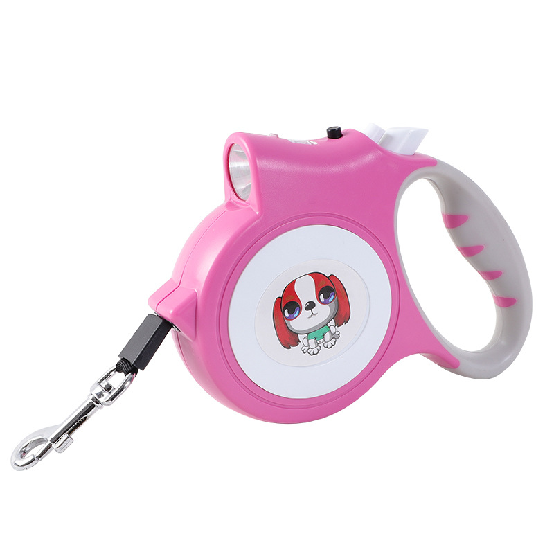 Halloween pet supplies Pet leash with LED light automatic retractable leash, portable automatic leash outdoor dog walking leash