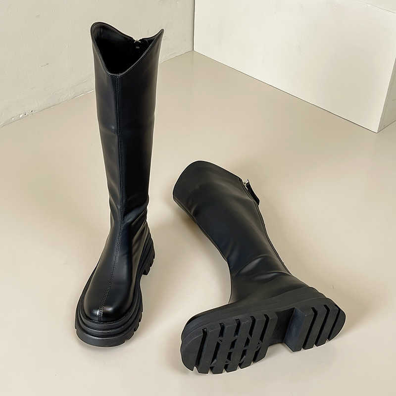 Womens Long Martin Boots For Autumn Winter V-neck Fashion Boots High-heeled And Thick Soled Shoes That Look Slimmer Knee Knight Slim Boots Trend 24082