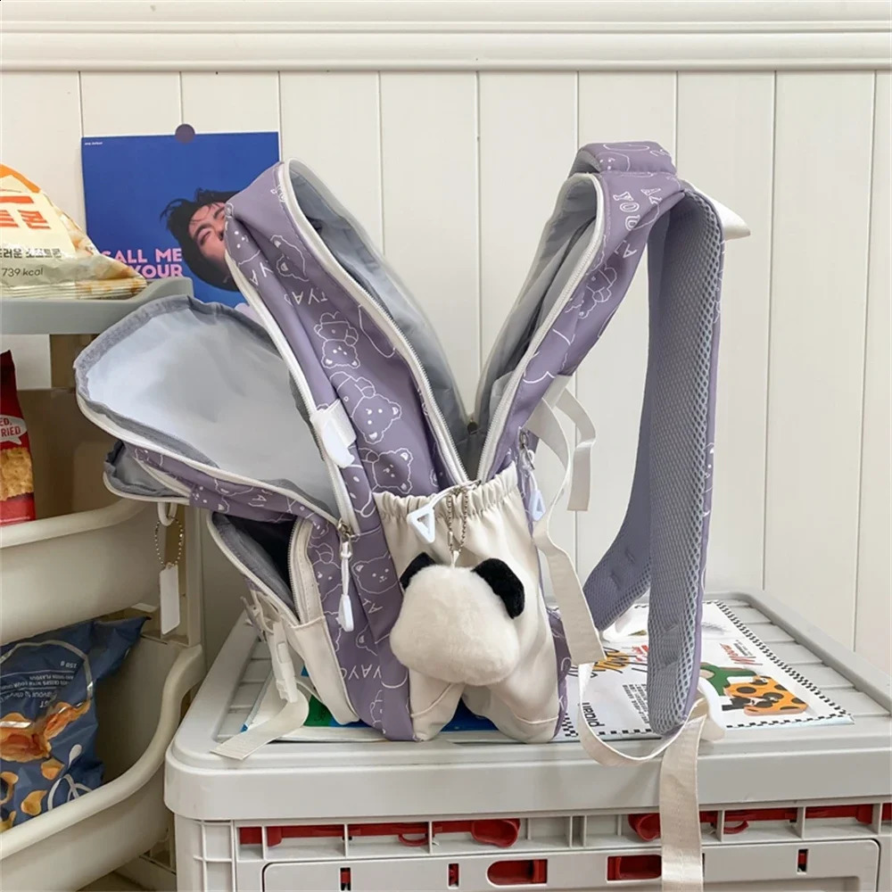 Womens candy colored nylon backpack teenage girls school Japanese Korean Rucksack student cute notebook bag Mochila 240903