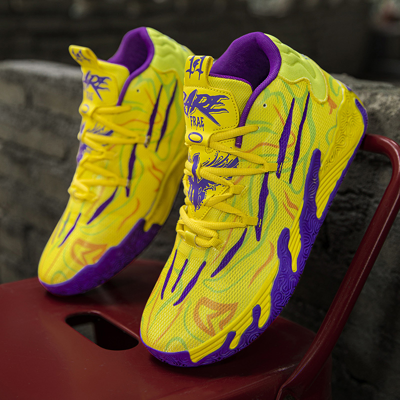 High Quality Colorful Basketball Sneakers Unisex Anti-shock Outdoor Men's Basketball Shoes Lace-up Anti-slip Men Athletic Shoes