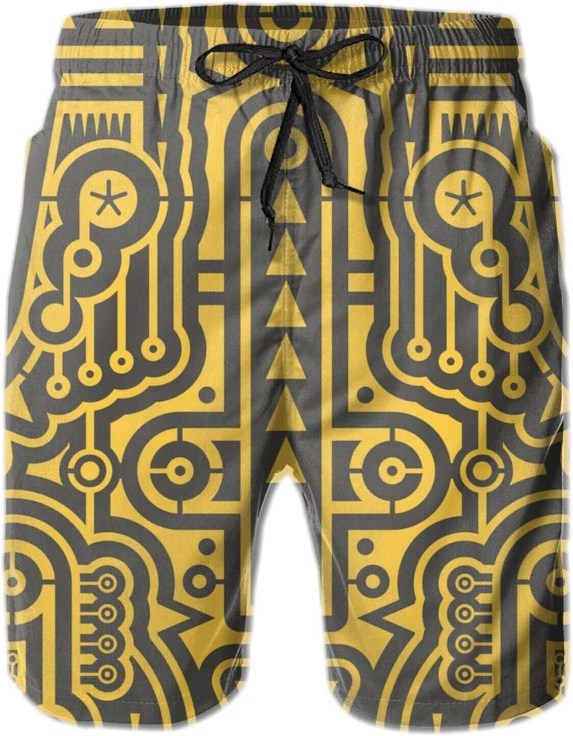 Mens Shorts 3D Printed Pattern Mysterious Lines Swim Trunks Quick Dry Fashion Beach Board Swimwear