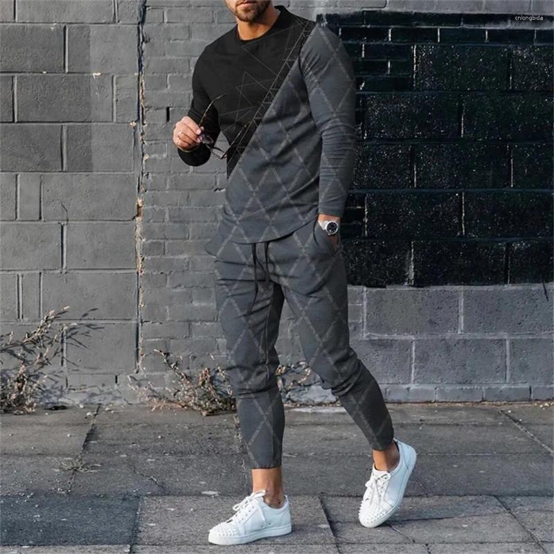Men's Tracksuits Sweatshirt Pants 2 Piece Sets O Neck Long Sleeve T Shirt Sweatpants Male Oversized T-shirts Sportswear Clothing