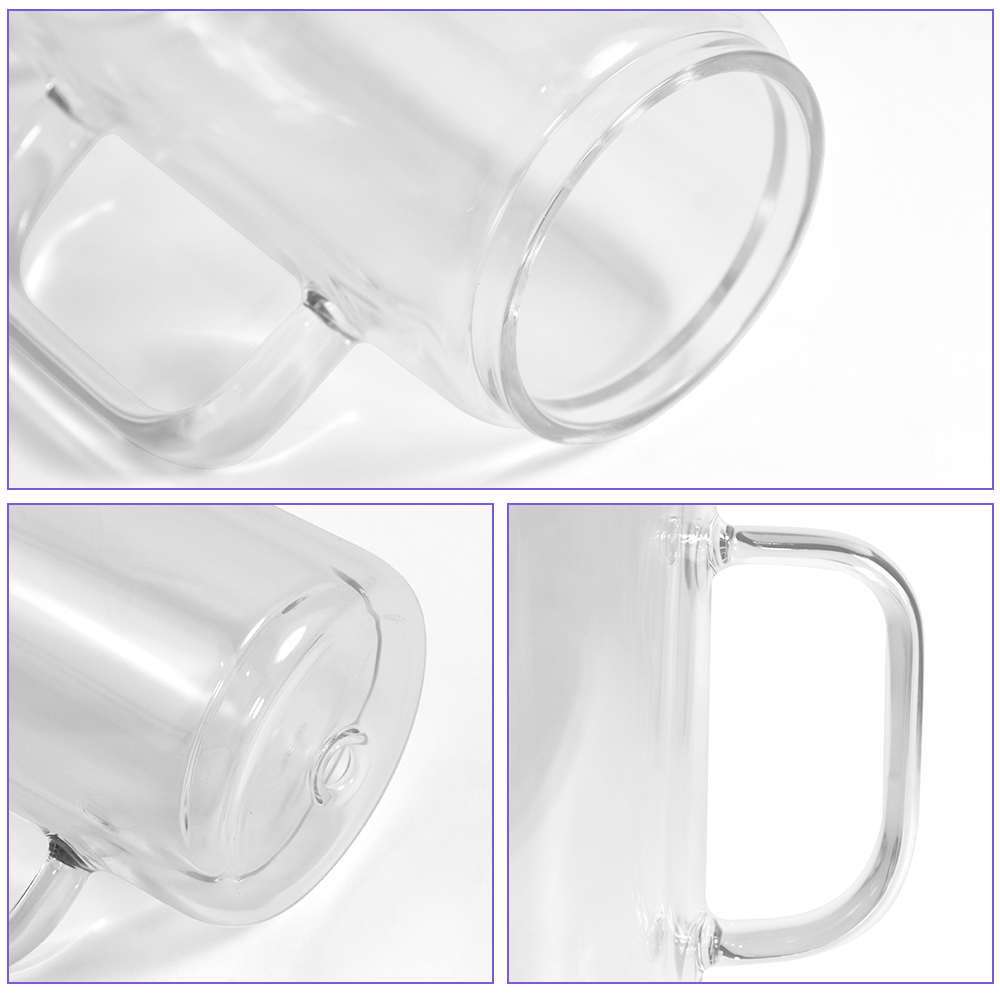 12oz snow globe sublimation glass mug tumbler with handle colored plastic lid blank sub car cup 650ml glass tea coffee beer mug beverage drinking tumb