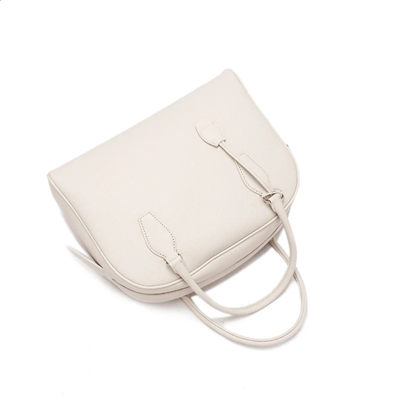 Donna in laminated cowhide womens handbag full grain top genuine minimalist large capacity shell shape 240903