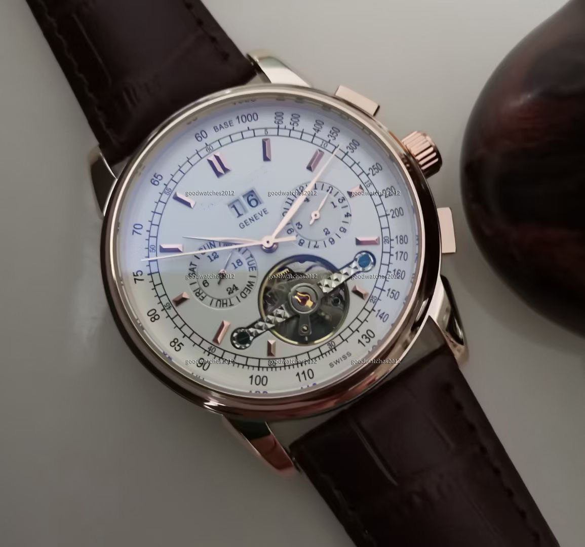 designer tourbillon Golden watch men Complications Perpetual Calendar moon phase automatic skeleton wristWatch Menes Watches