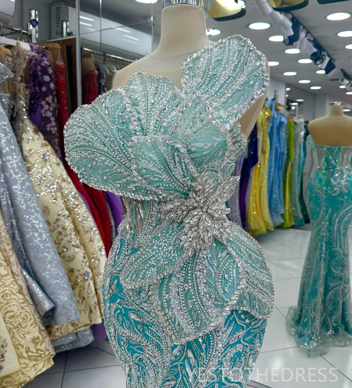 R&W 2024 Plus Size Mint Prom Evening Dresses Illusion Mermaid Promdress Beaded Lace Side Split ra Rhies Birthday Dress Second Reception Gowns AM1587