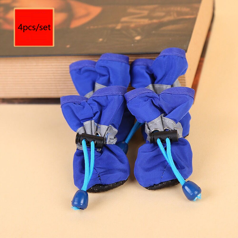 4pcs/set Waterproof Anti-Slip Pet Dog Shoes Rain Boots for Small Cats & Dogs Puppy Dog Pet Booties Pet Accessories