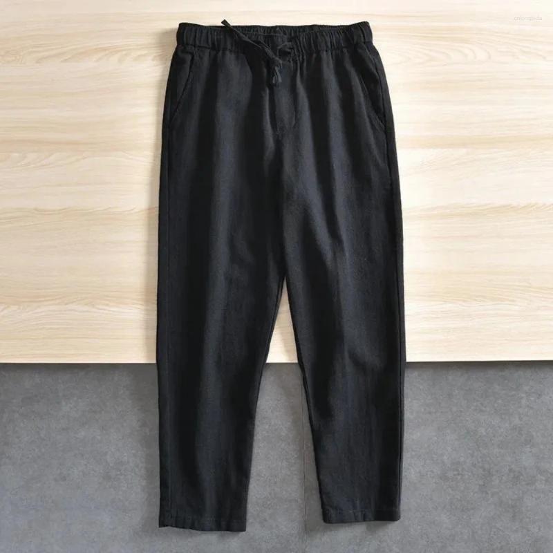 Mens Pants Casual Baggy Streetwear Men Joggers Cotton Linen Sports Trousers Long Straight For